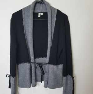S Made In Italy Knit Wool Blend Tie Cardigan M